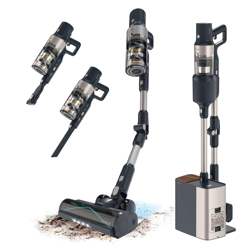 Cecotec Conga Rockstar 5500 Hurricane Station Flex Cordless Vacuum Cleaner, Self-emptying Base, 220 AW Power, 700 W, 90 ft Autonomy, Hairless Brush Technology and Auto Mode