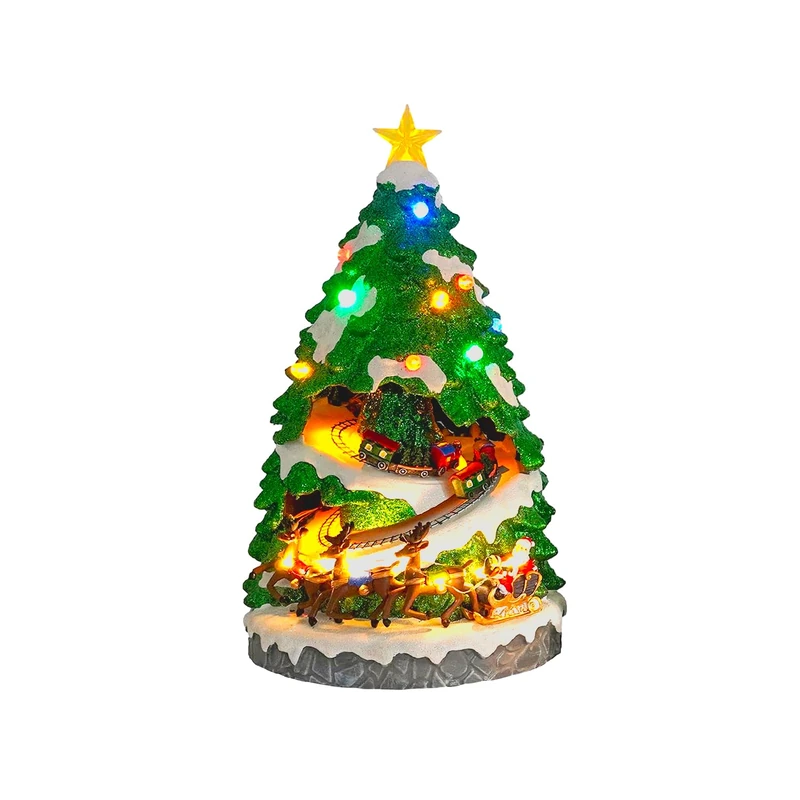Avilia Animated Miniature Christmas Tree, Resin, Green, Gubbio