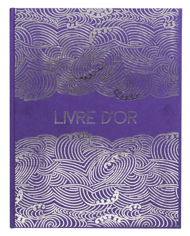 EXACOMPTA - 47303E - 1 Japan Guest Book - Vertical Format 27 x 22 cm - Textile Effect Paper Cover - Silver Spine with Guest Book Inscription - 100 Plain White Pages - Purple