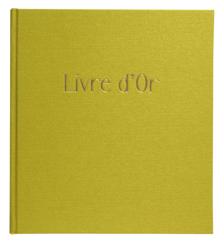 EXACOMPTA - 47789E - 1 POP'N CO Guest Book - Compact Format 21 x 19 cm - Gold Spine and Marking with Guestbook Inscription - 140 Plain White Pages - Lime Colour