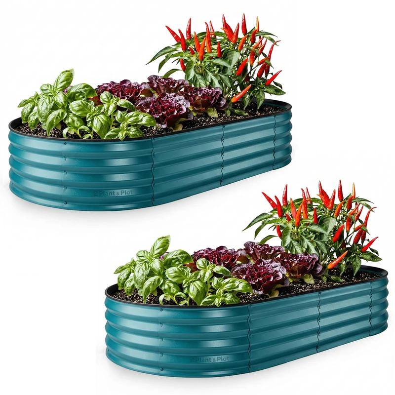 Galvanized Raised Garden Beds Outdoor // 6×3×1 ft (2-Pack) Planter Raised Beds for Gardening, Vegetables, Flowers // Large Metal Garden Box // Patent Pending Tool-Free Assembly (Turquoise)