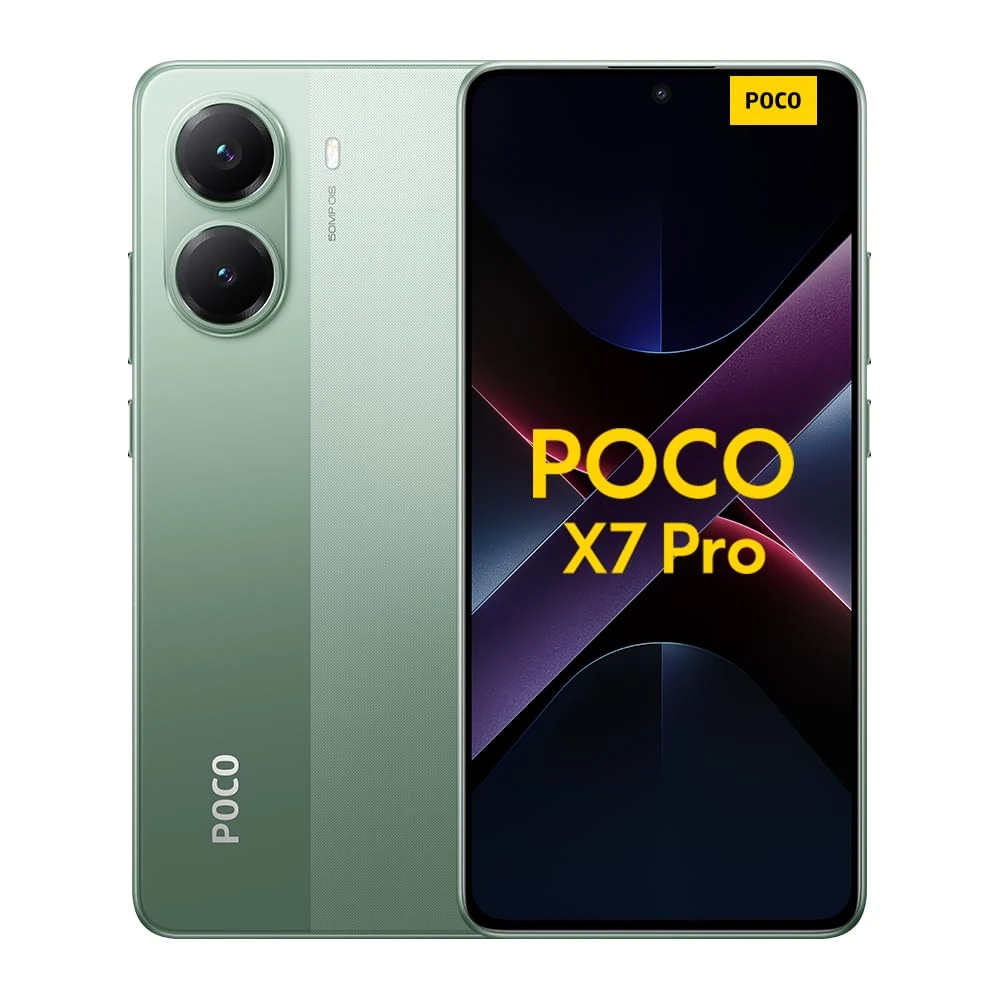 Xiaomi POCO X7 Pro smartphone, 12+512GB, green, 50MP main camera with OIS, 6000mAh (typ) battery with 90W HyperCharge, IP68, AI features (no charger included), 2 year Warranty