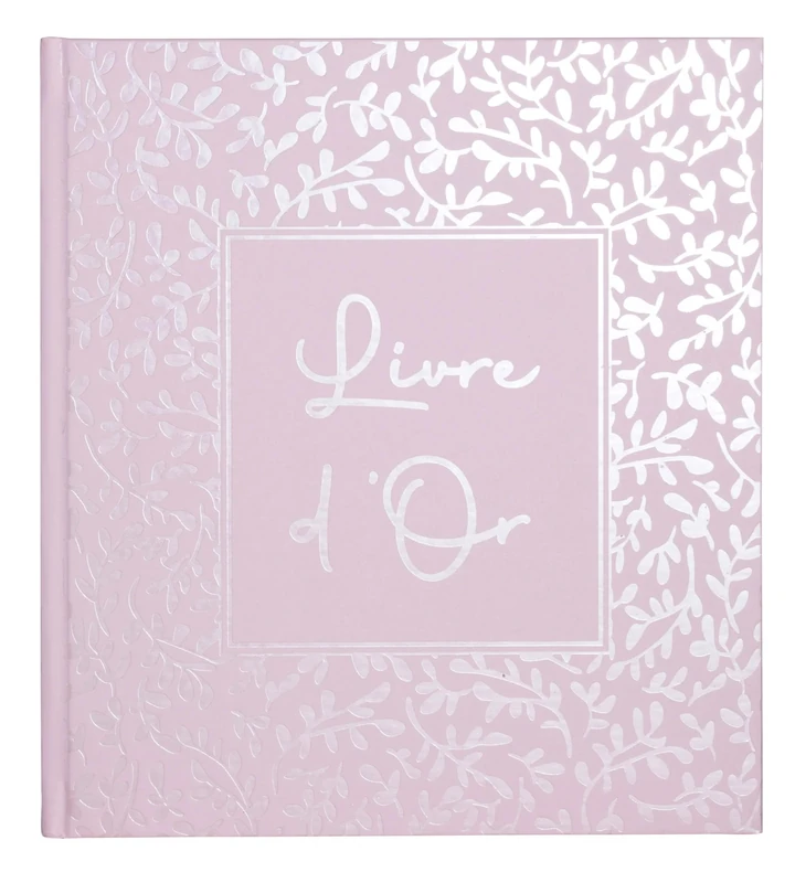 EXACOMPTA - 47364E - 1 AUTENTIK Guest Book - Compact Format 21 x 19 cm - Silver Spine and Marking with Guestbook Inscription - 140 Plain White Pages - Candy Pink