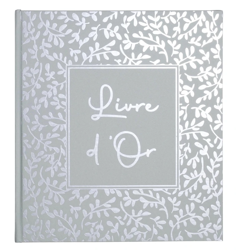 EXACOMPTA - 47363E - 1 AUTENTIK Guest Book - Compact Format 21 x 19 cm - Silver Spine and Marking with Guestbook Inscription - 140 Plain White Pages - Sage Green
