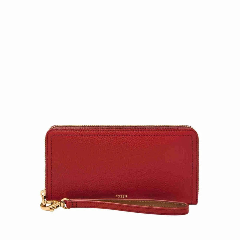 Fossil Logan Leather or Polyurethane Zip Clutch Wallet for Women
