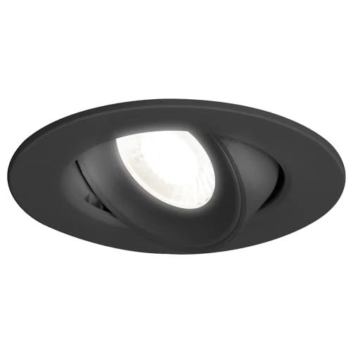 4lite Marsonia Indoor Downlight (Black) Pack of 10 Dimmable 600lm Cool White LED Integrated Spotlight with IP20 Rating- 4L1/2222/3X10-4yr Guarantee