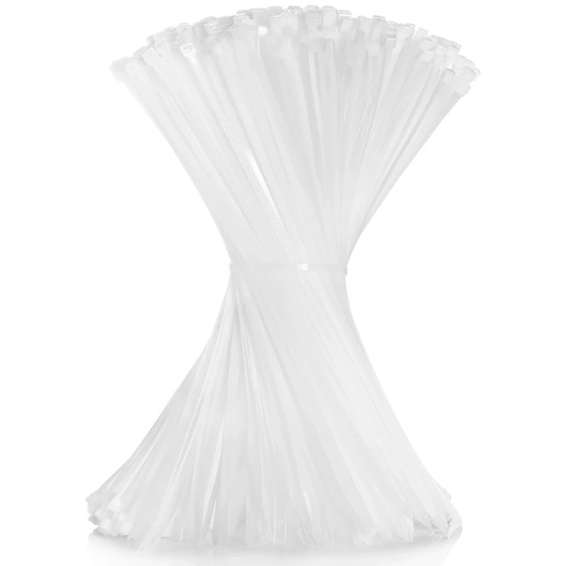 Cable Zip Ties 12 inch Cehony 500 Pack White Cable Ties 300mm x 4.5mm Heavy Duty 50lbs Tensile Strength Nylon Plastic Clear Zip Ties for Outdoor Multi-Purpose Self-Locking UV Resistant Wire Ties Wraps