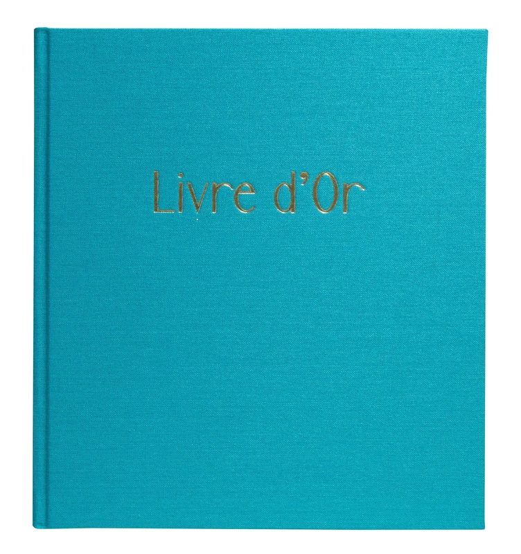 EXACOMPTA - 47788E - 1 POP'N CO Guest Book - Compact Format 21 x 19 cm - Gold Spine and Marking with Guestbook Inscription - 140 Plain White Pages - Cyan Colour