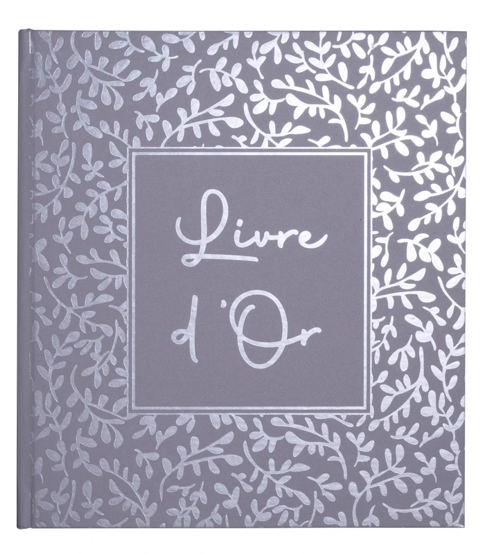 EXACOMPTA - 7365E - 1 AUTENTIK Guest Book - Compact Format 21 x 19 cm - Silver Spine and Marking with Guestbook Inscription - 140 Plain White Pages - Blue Grey