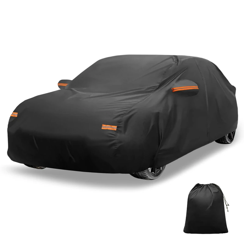 X AUTOHAUX Durable Car Cover for Hyundai Sonata Sedan - Waterproof, Windproof, and All-Weather Protection with Left Side Zipper, 210D-PU Material