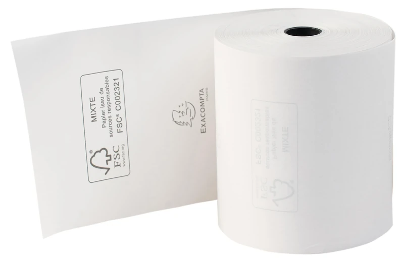 Exacompta - Ref 43821E - Box of 48 Rolls for Receipts - Width 80 mm x Diameter 70 mm - Mandrel 12 mm - 1 Thermal ply 48 g/m² BpA Free - Yardage (+ or - 2m): 72 m - White