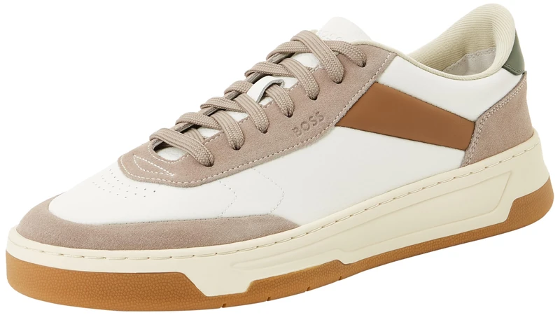 BOSS Men's Baltimore Tenn Sdltb Tennis Trainers, Medium Beige, 8 UK