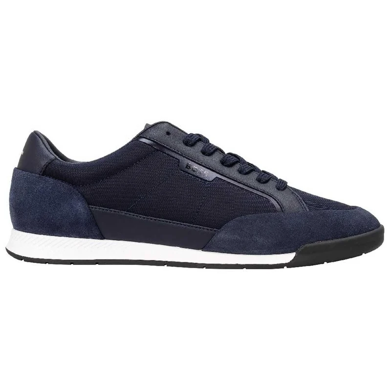 BOSS Men's Nitan TXSD Lowtop Trainers in Suede and Faux Leather Size, darkblue, 8 UK