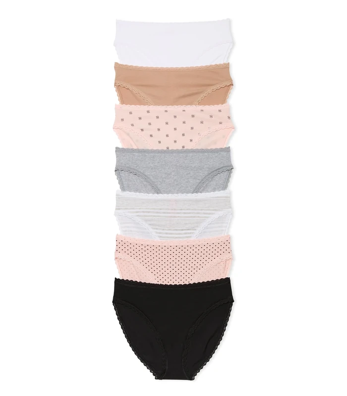 Victoria's Secret Lace Trim Cotton Brief Panty Packs, Underwear for Women (XS-XXL), Neutrals Mix, XS