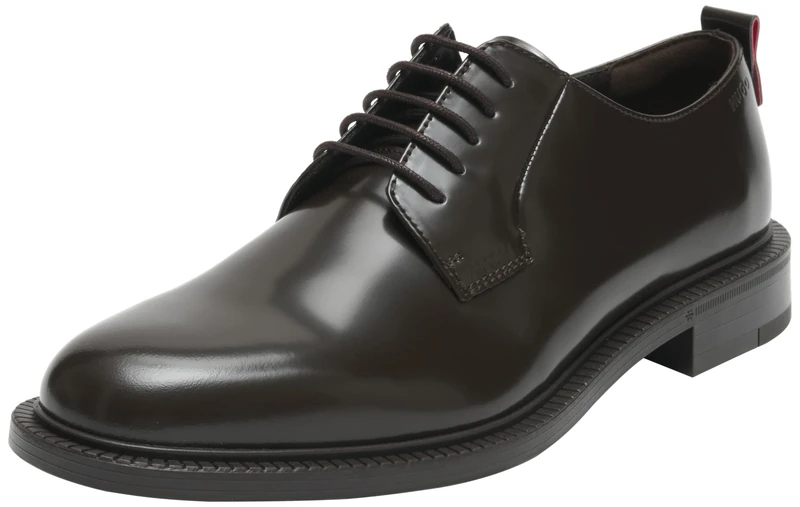 HUGO Men's Lysander Derb BO Derby Shoes, Dark Brown, 12 UK