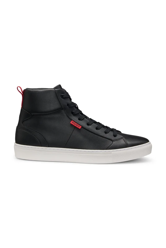 HUGO Mens Morrie Hito High-top Trainers in Faux Leather Size 12 Black