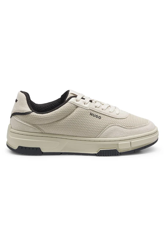 HUGO Men's Yarrow Tenn Memf Tennis Trainers, Light Beige, 7 UK