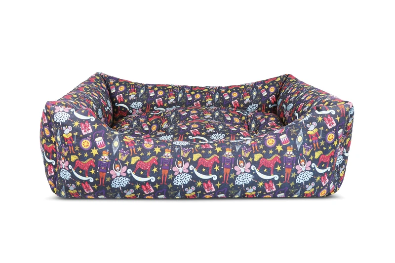 Record - Nutcracker Dog Bed in Polycotton with Nutcracker Characters Design, Soft and Cosy | M - 70 x 55 x 20 cm