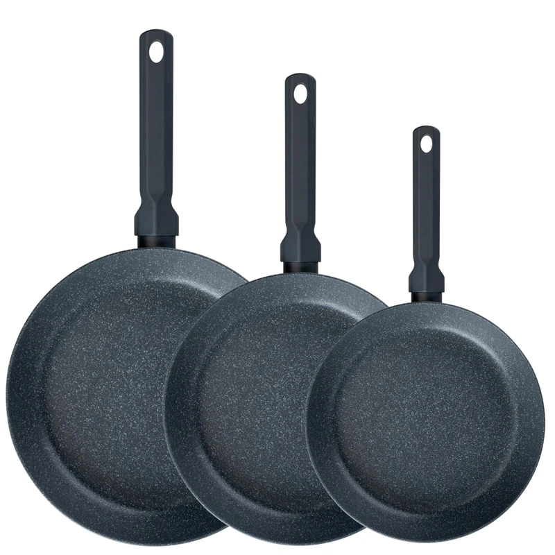 Fackelmann Balance Set of 3 Frying Pans 20/24/28 cm, Recycled Aluminium Frying Pans with Ceramic Non-Stick Coating, Suitable for All Types of Cookers, Including Induction