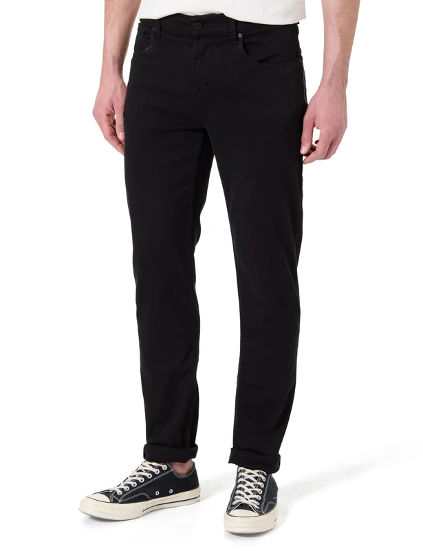 7 For All Mankind Men's Slimmy Tapered Luxe Performance Plus Black Jeans, 40 W