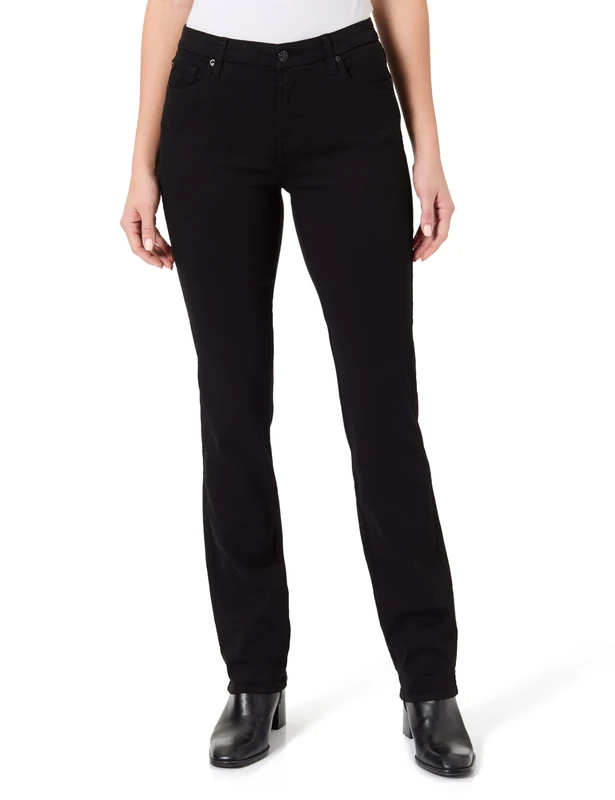 7 For All Mankind Women's Kimmie Straight Bair Rinsed Black Jeans, 30 W