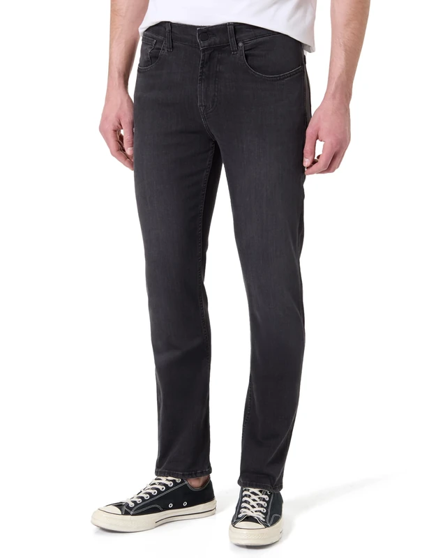 7 For All Mankind Men's Slimmy Luxe Performance Plus Washed Black Jeans, 29W