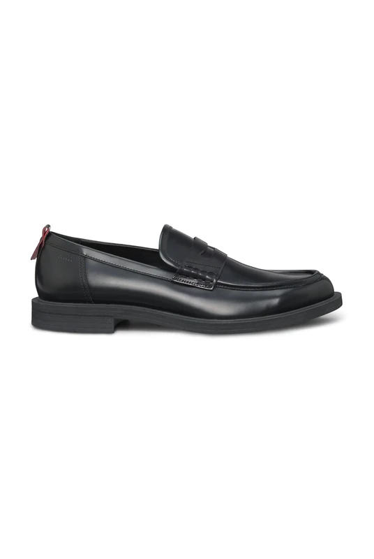 HUGO Mens Varian loaf Leather Loafers with Penny Trim Size 6 Black
