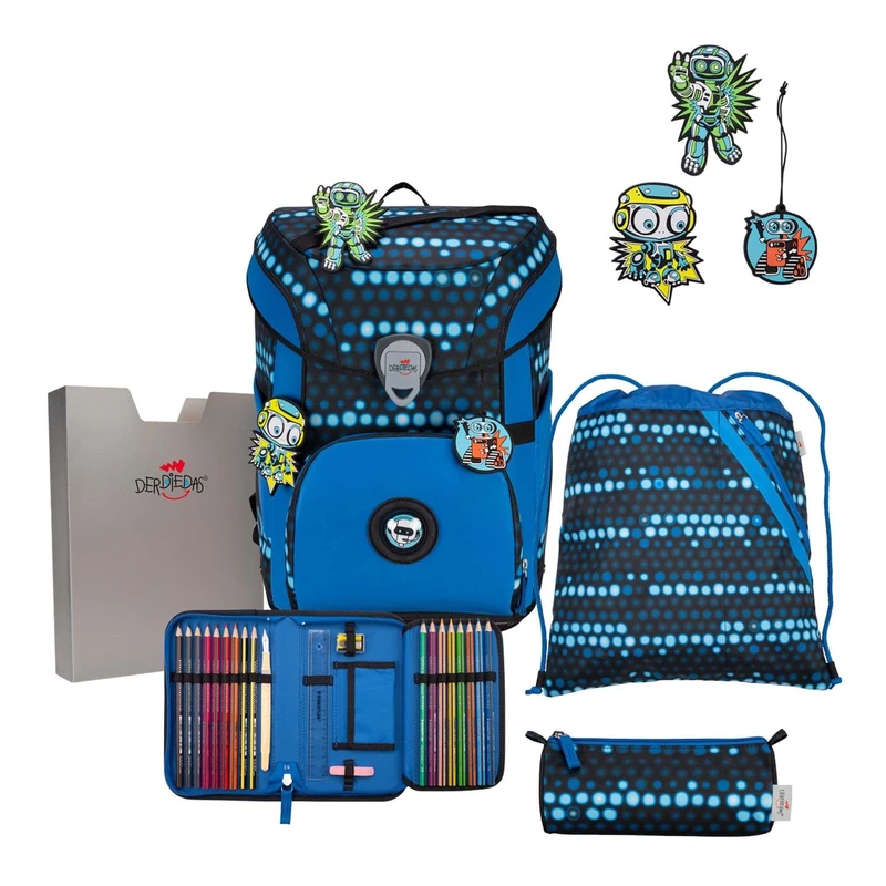 DerDieDas Boy's ErgoFlex Easy Superflash Set, Blue Robot, EINE GRÖSSE FÜR ALLE