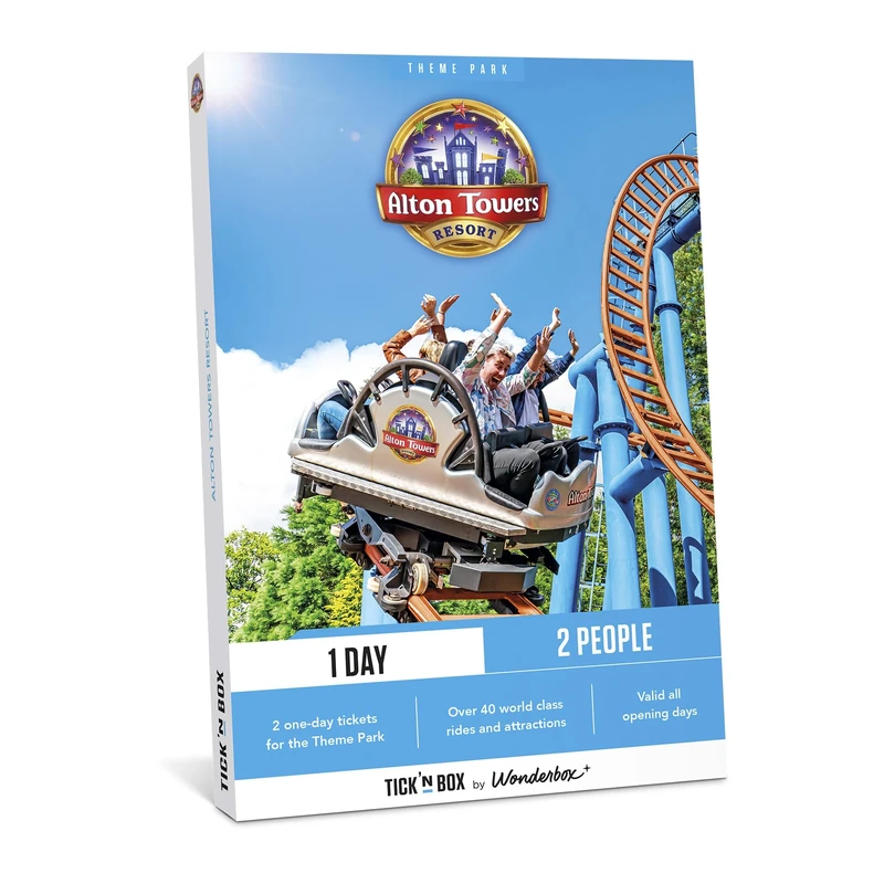 Tick&Box - Gift Box - Alton Towers Resort for 2 - Visit The Alton Towers Resort Theme Park- 1 Day Entry for 2 - Gift Idea - Valid for 2 Years
