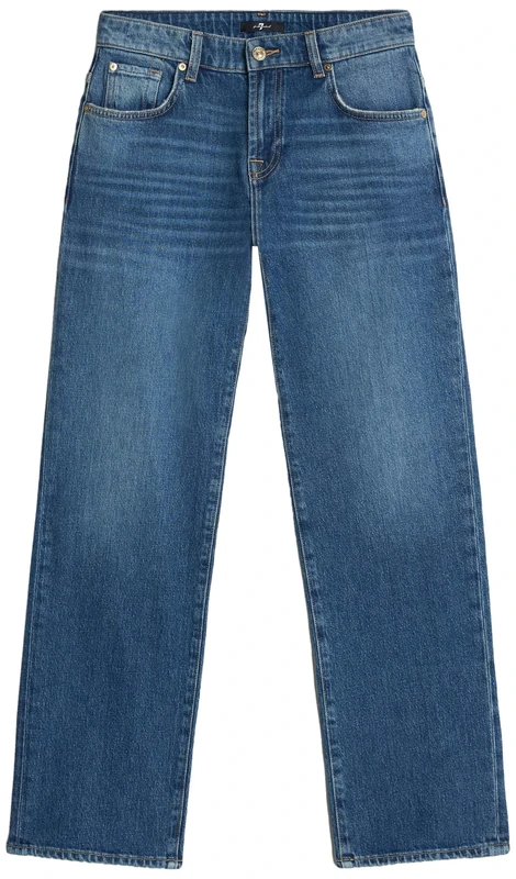 7 For All Mankind Women's Calie Straight Explorer Jeans, Mid Blue, 23W