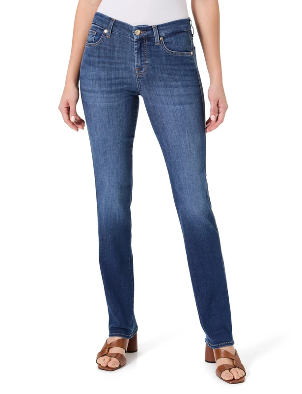 7 For All Mankind Women's Kimmie Straight Bair Duchess Jeans, Mid Blue, 23W