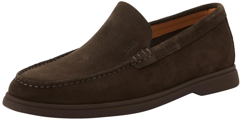 BOSS Men's Sienne Loaf Sd N Loafers, Dark Brown, 9 UK