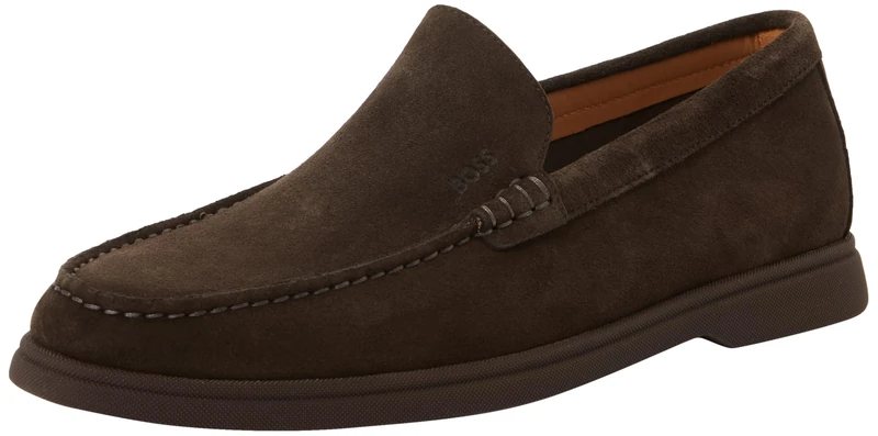 BOSS Men's Sienne Loaf Sd N Loafers, Dark Brown, 7 UK