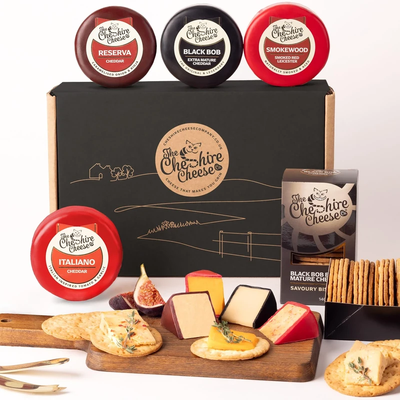 Cheese & Biscuits Favourites Deli Gift Box | Filled with 4 x Luxury Waxed Cheese Truckles, Small-Batch Cheddar Biscuits, in presentation box Cheshire Cheese Company | Gifts for Him, For Her, Couples
