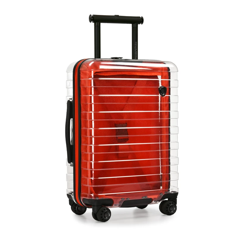 Traveler's Choice Millennial II Transparent Carry-On 22" Hardside Spinner Luggage, Red, 4-Wheel Spinner, TSA Lock, Patented Dual Cyclone Wheels