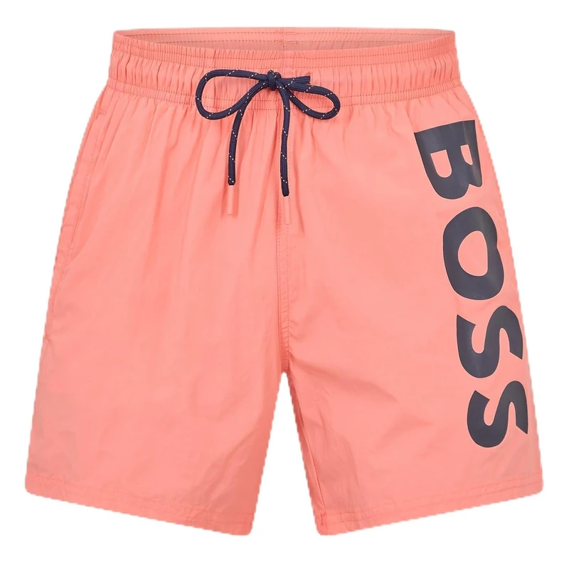 BOSS Mens Octopus Swim Shorts with Bold Branding Bright Pink S