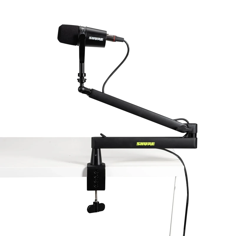 Shure by Gator Premium Low-Profile Desktop Mic Boom Stand | Fully Adjustable for Podcast, Streaming, and Home Office Setups | (SH-BROADCAST2)