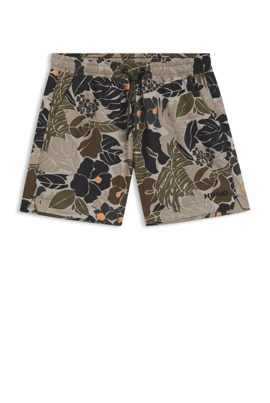 HUGO Mens CALALA Quick-Dry Swim Shorts with All-Over Print