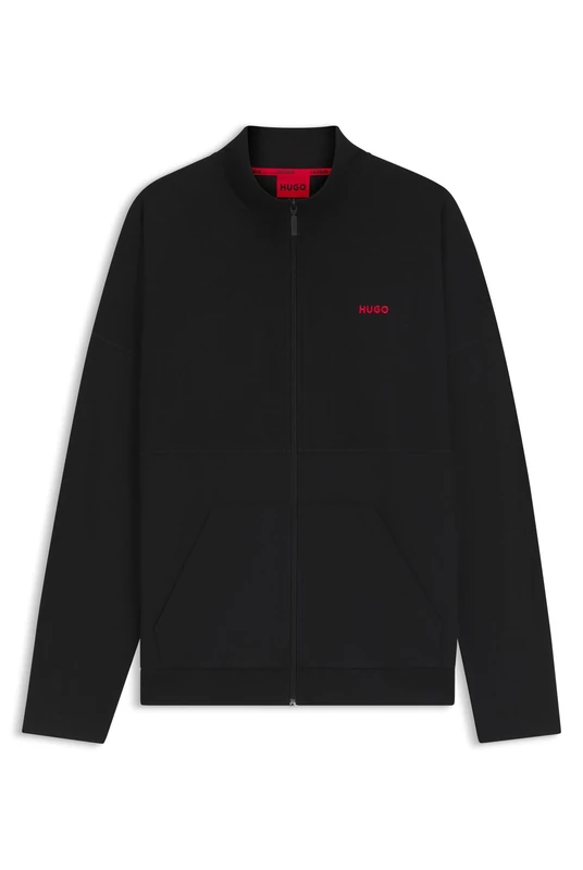 HUGO Mens AUSTIN Zip jacket Cotton-blend zip-up jacket with waffle structure - Image 1