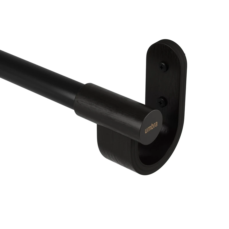 Umbra Bellwood Curtain Rod for Window Drapery, Adjustable Length 42" to 120", Set Includes Finials and Mounting Hardware, Black