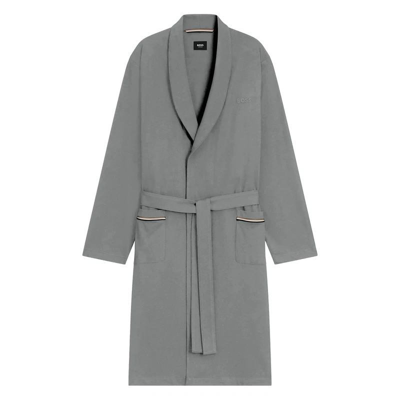 BOSS Men's Loungewear Homewear House Coat Dressing Gown Robe BM, Medium Grey, L