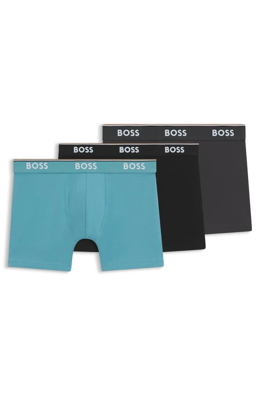 BOSS Men's Cotton Stretch Boxer Briefs, 3-Pack, Black/Blue/Dark Grey (UK, Alpha, XL, Regular, Regular, 987open Miscellaneous)