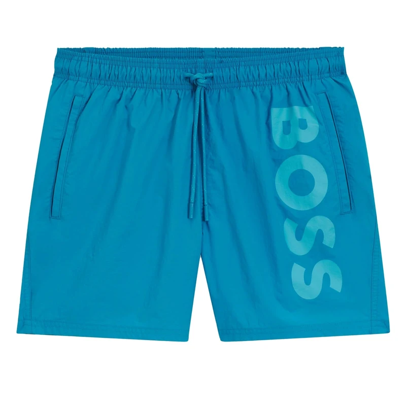 BOSS Mens Octopus Swim Shorts with Bold Branding Turquoise/Aqua XL