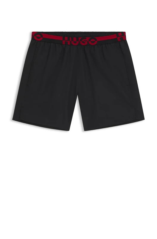 Hugo Men's Tapi Swim Shorts with Split Logo on Waistband, 693open Pink, M
