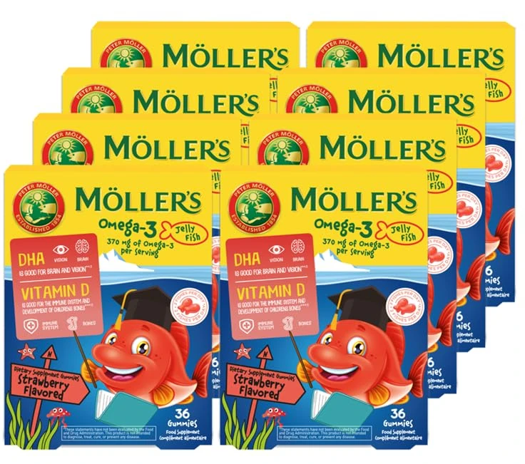 Moller’s ® | Omega 3 Jellies for Children | Strawberry | 8 Pack - 288 Capsules