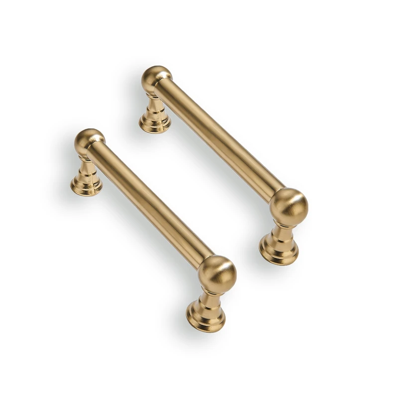 CABDM 10 Pack 3 Inch Solid Kitchen Cabinet Handles Brushed Gold Heavy Duty Cabinet Pulls Satin Brass Drawer Pulls Cabinet Hardware Kitchen Handles for Cabinets Cupboard Handles
