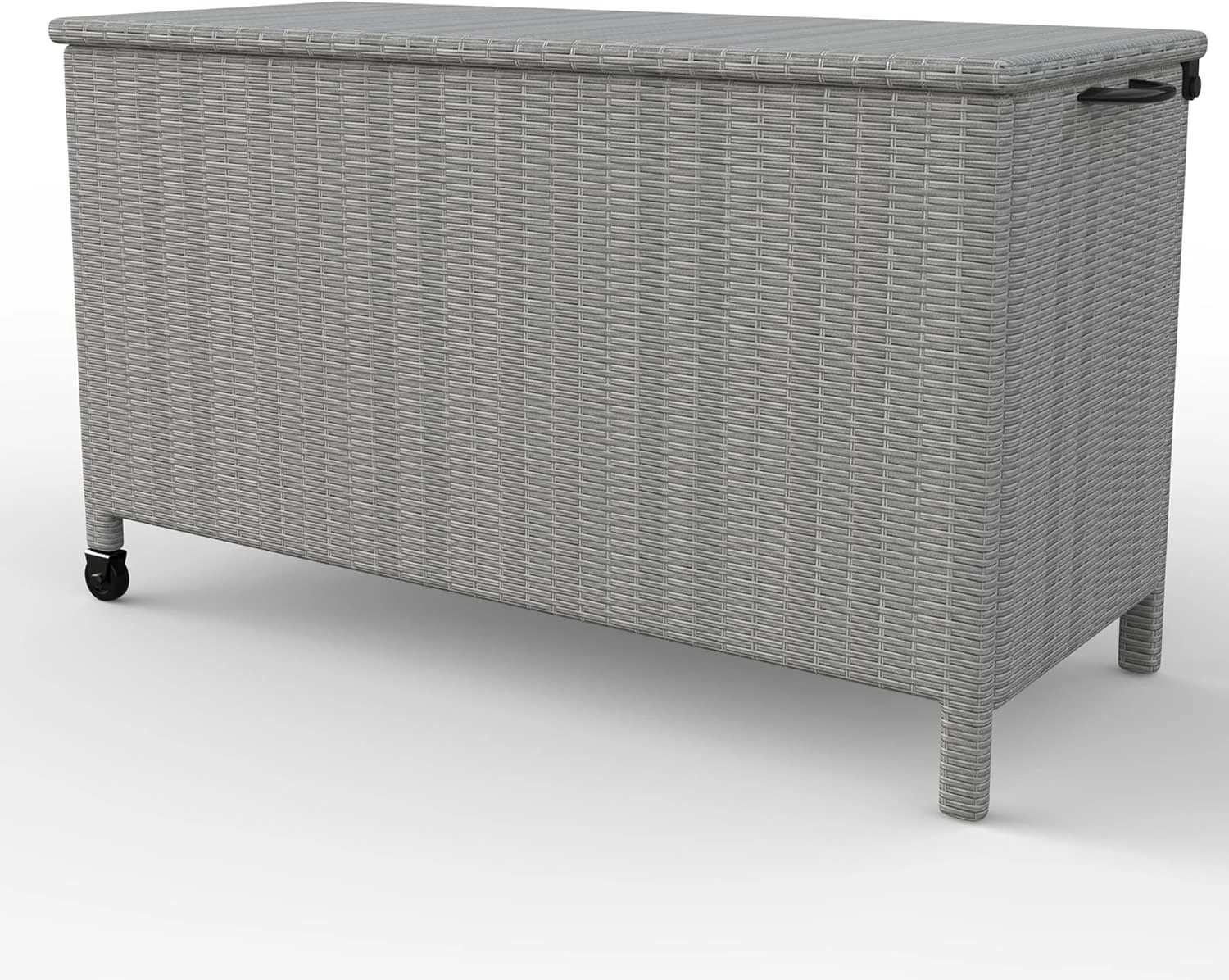 Hipicute 140 Gallon Outdoor Storage Deck Box, Large Rattan Storage Bin Wheel for Patio Cushions, Garden Tools and Pool Supplies, Waterproof, Grey