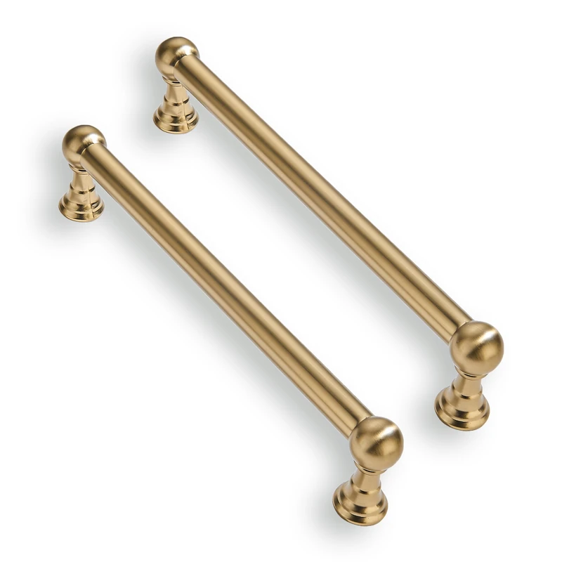 CABDM 10 Pack 6 Inch Solid Kitchen Cabinet Handles Brushed Gold Heavy Duty Cabinet Pulls Satin Brass Drawer Pulls Cabinet Hardware Kitchen Handles for Cabinets Cupboard Handles