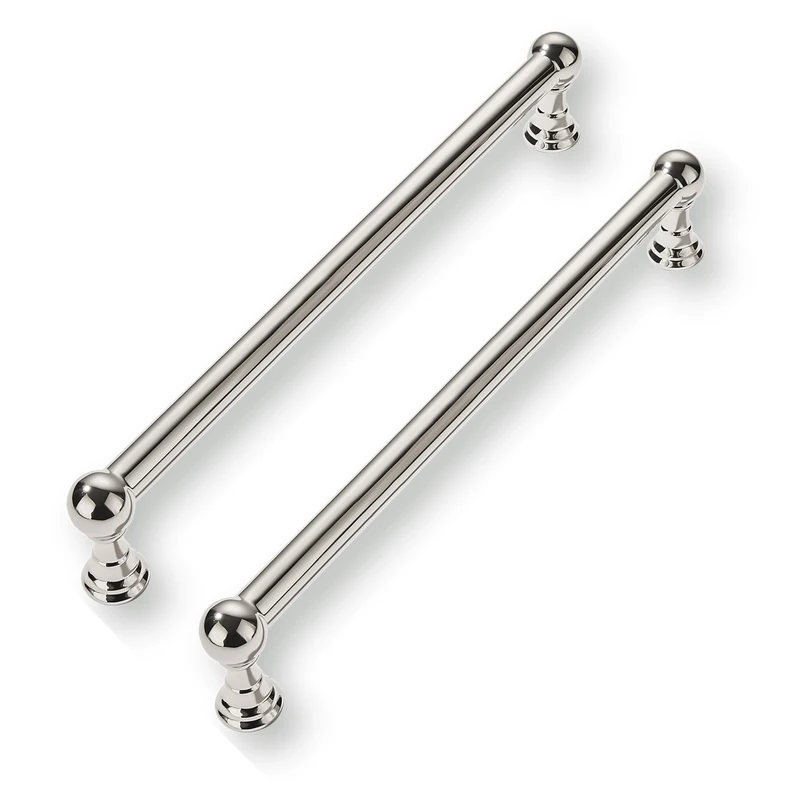 CABDM 10 Pack 10 Inch Solid Kitchen Cabinet Handles Polished Nickel Heavy Duty Cabinet Pulls Drawer Pulls Cabinet Hardware Kitchen Handles for Cabinets Cupboard Handles