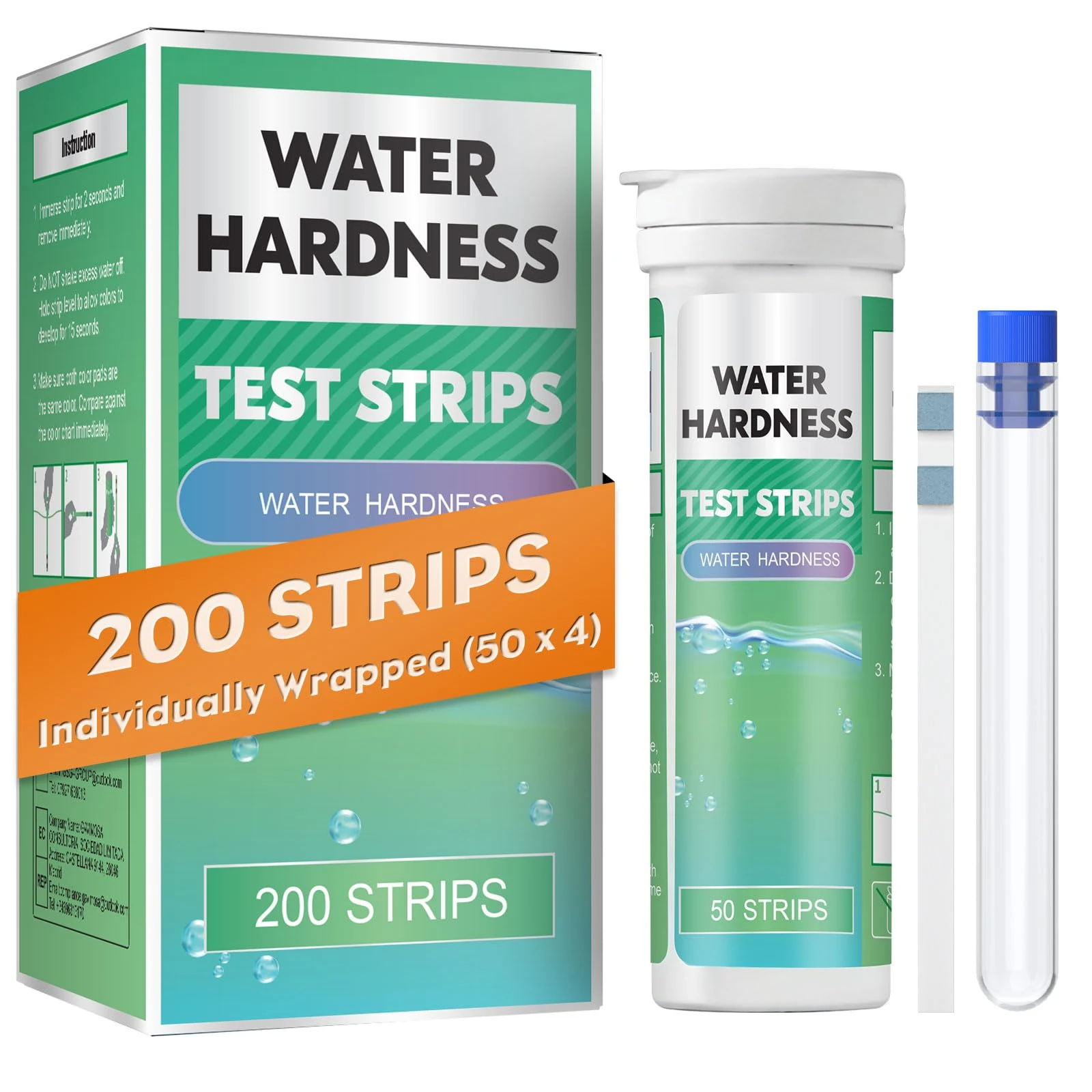 Pawfly Water Hardness Test Kits, 200 Strips Hard Water Test Kit for Drinking Water Tap Water Well Pool Spa Water Softener Quick Accurate Water Quality Testing Kit for Calcium & Magnesium (0-425 ppm)